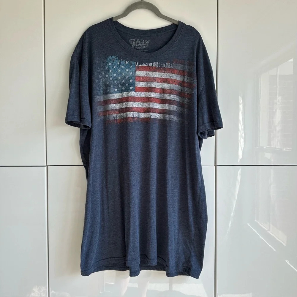 Galt USA Men’s Flag T-Shirt Size XXL Blue Red White American Patriotic Patriot